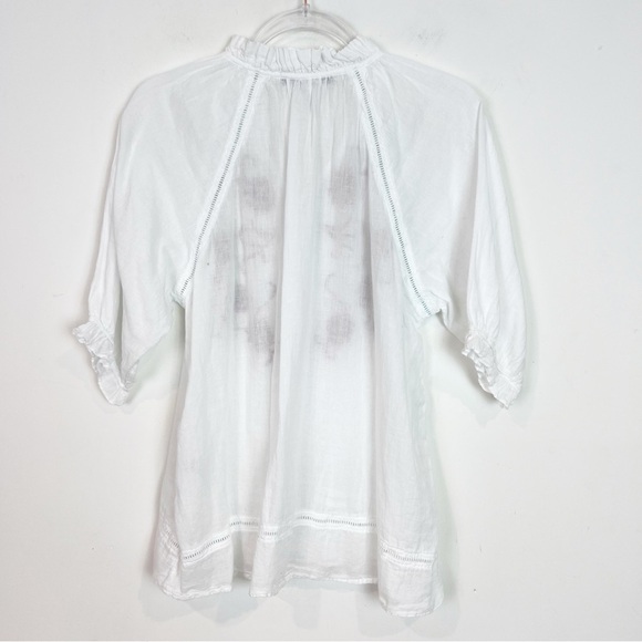 JP & MATTIE EASY ESSENCE WHITE EMBROIDERED SHORT SLEEVE BOHO BLOUSE WOMENS LARGE - Picture 2 of 5
